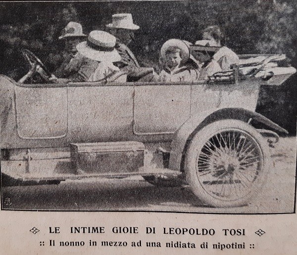 Leopoldo Tosi in mezzo ad una nidiata di nipotini tratto da Il Giornale di agricoltura della domenica, 14-07-1912