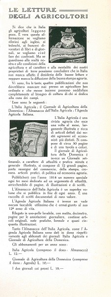 Le letture degli agricoltori,  Almanacco dell'Italia Agricola, 1915