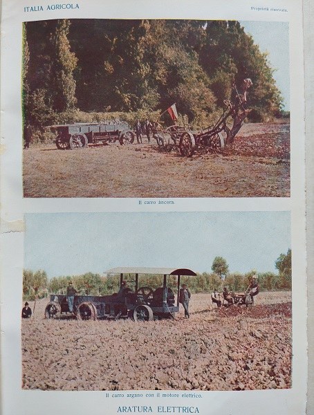 Carro ancora e aratura elettrica, L'Italia Agricola, 15 marzo 1916, p. 121
