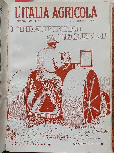 I trattori leggeri, copertina L'Italia Agricola, 15 dicembre 1915