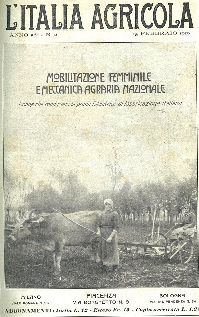 Copertina della rivista L’Italia Agricola, 15 febbraio 1919