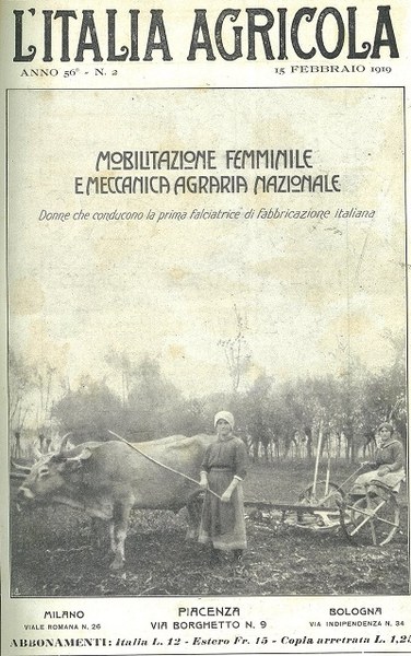 Copertina della rivista L’Italia Agricola, 15-02-1919