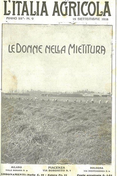 Copertina della rivista L’Italia Agricola, 15-09-1918