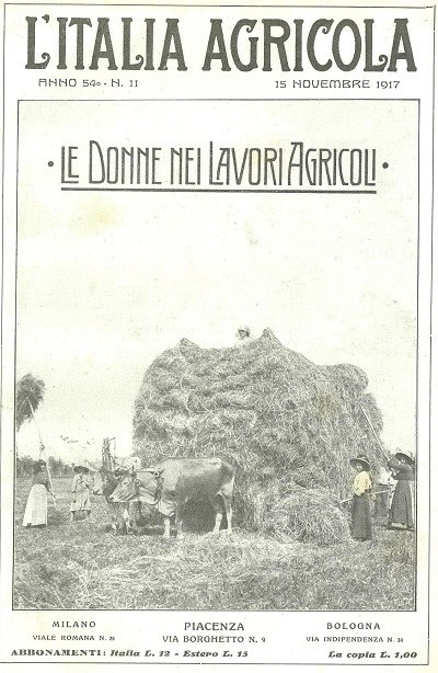 Copertina della rivista L’Italia Agricola, 15-11-1917