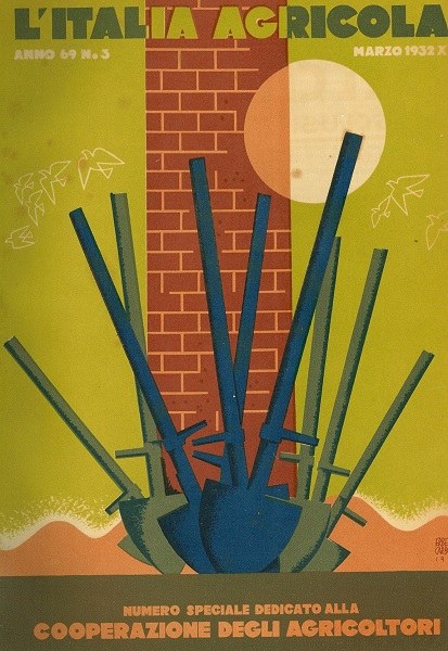 Copertina della rivista L’Italia Agricola, marzo 1932 dedicata alla cooperazione degli agricoltori