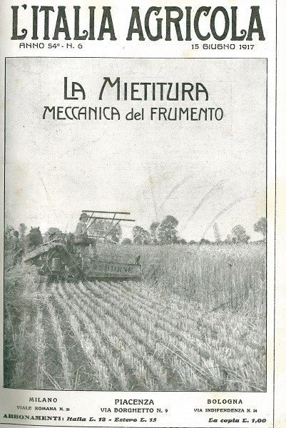 La mietitura meccanica del frumento, copertina de L’Italia Agricola del 15-06-1917
