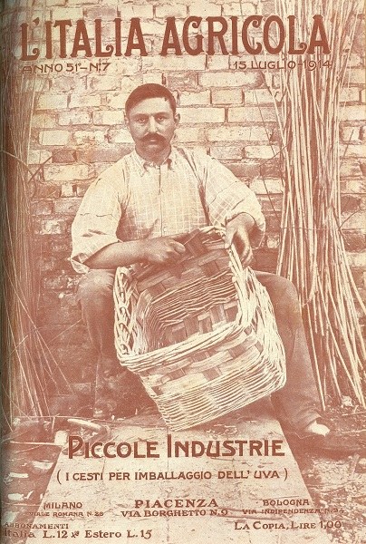 Piccole industrie. I cesti per l'imballaggio dell'uva copertina de L'Italia Agricola, 15 luglio 1914