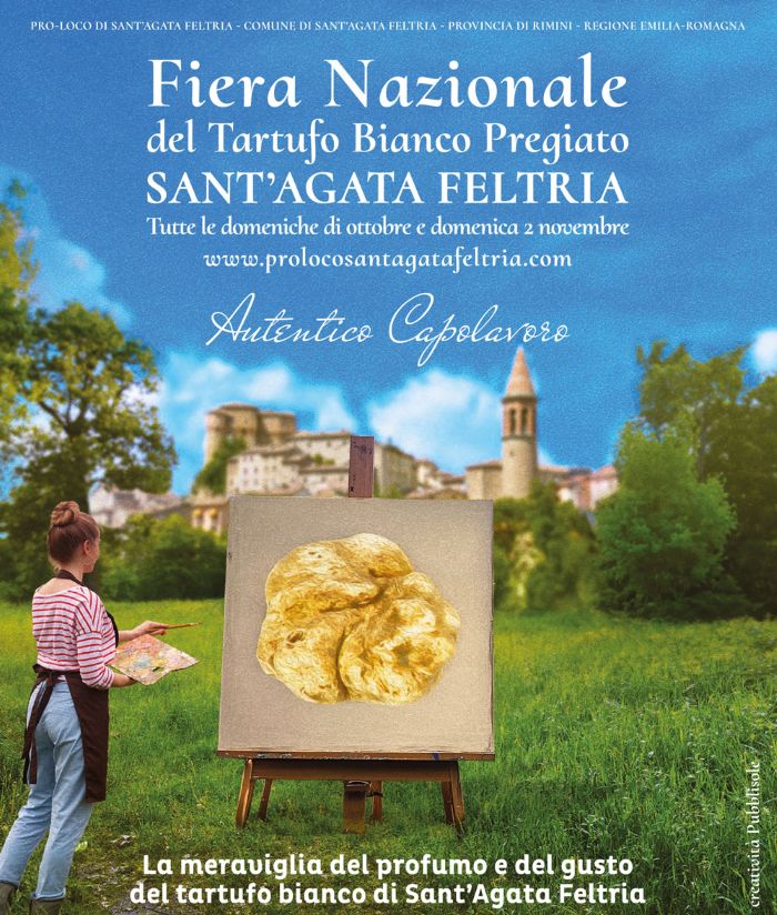 Locandina della Fiera Nazionale del Tartufo bianco di Sant’Agata Feltria 2025