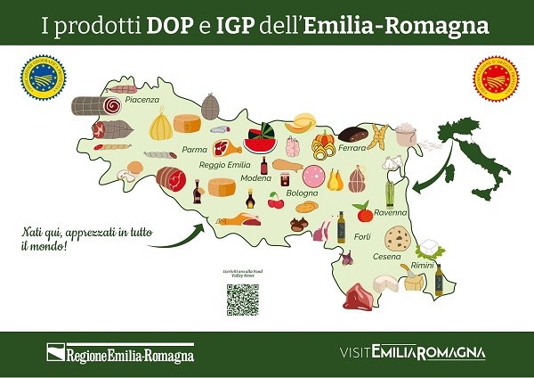 Mappa dei prodotti Dop e Igp dell'Emilia-Romagna