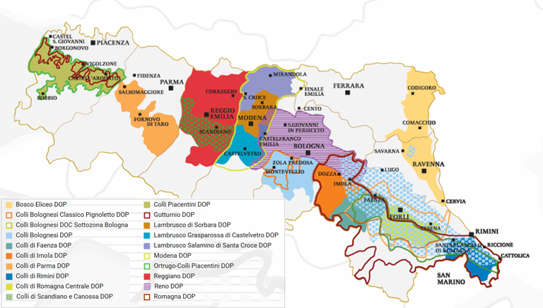 Mappa vini Dop e Igp