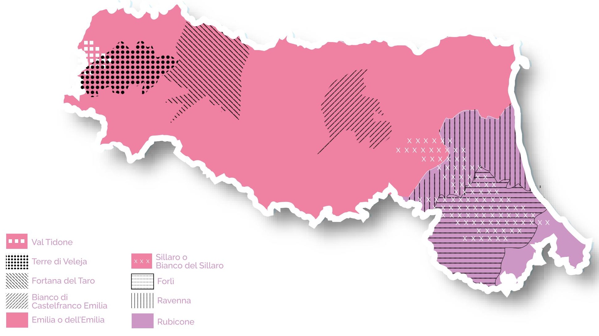 Zone di produzione dei vini a Igt in Emilia-Romagna