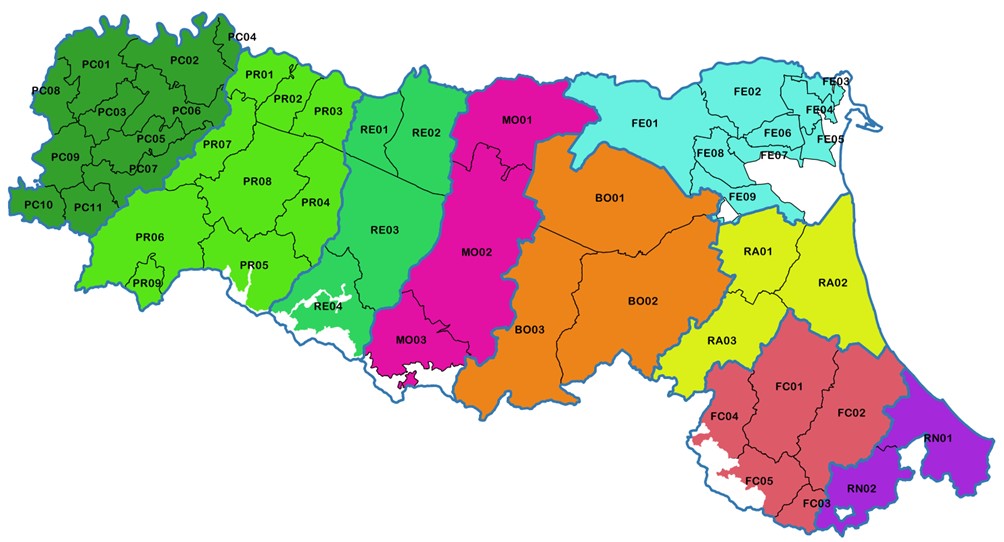 La divisione degli ambiti territoriali di caccia sul territorio regionale