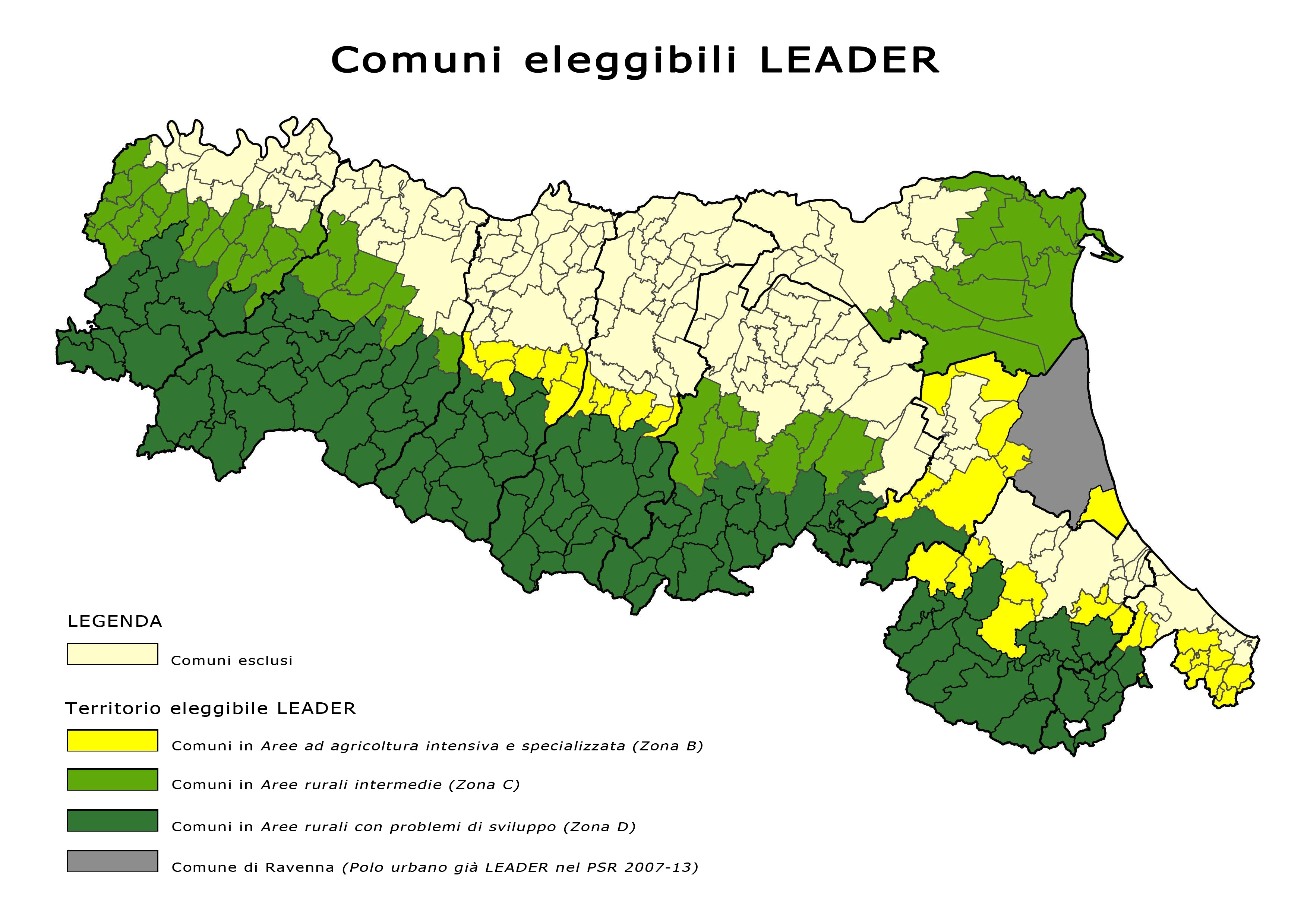 Mappa regionale del territorio Leader